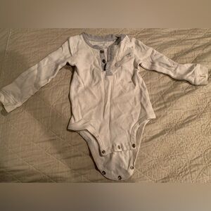 Carter’s- 24 months- Gray & white waffle Onsie. “Handsome little man” on pocket